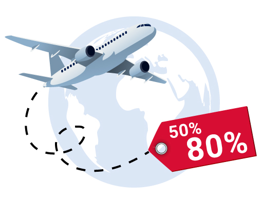 Risparmio sulla spedizione aerea 50% a 80%